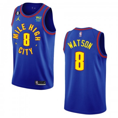 Denver Nuggets #8 Peyton Watson Navy Men's 2022-23 NBA Nike Statement Edition Jersey Men's